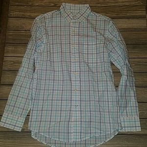 Izod blue plaid button down shirt